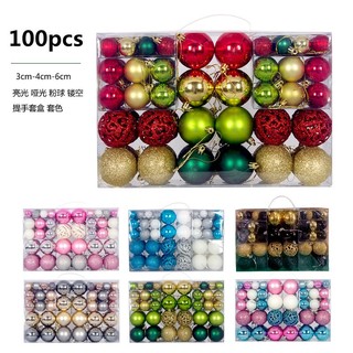 Bộ 100 quả châu trang trí cây thông giáng sinh 3-6cm có thể tái sử dụng trang trí cây thông giáng sinh
