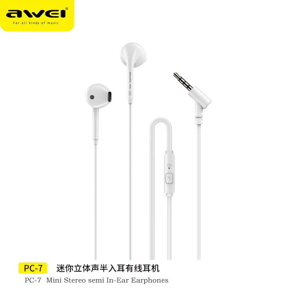 Tai Nghe Nhét Tai Có Dây jack 3.5mm awei pc-7 / 6 / 1t Mua 1 Tặng 1