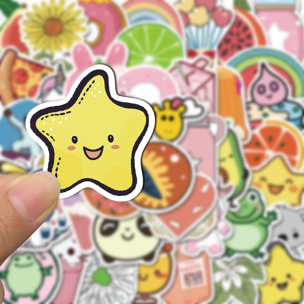 Bộ 50 Miếng Dán Hoạt Hình Dễ Thương Chống Thấm Nước Trang Trí Điện Thoại / Máy Tính Bảng