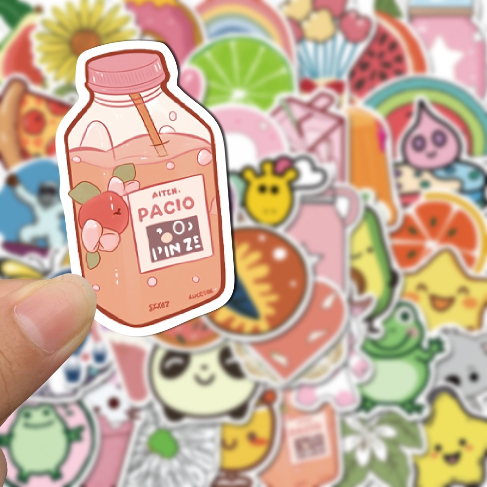 Bộ 50 Miếng Dán Hoạt Hình Dễ Thương Chống Thấm Nước Trang Trí Điện Thoại / Máy Tính Bảng