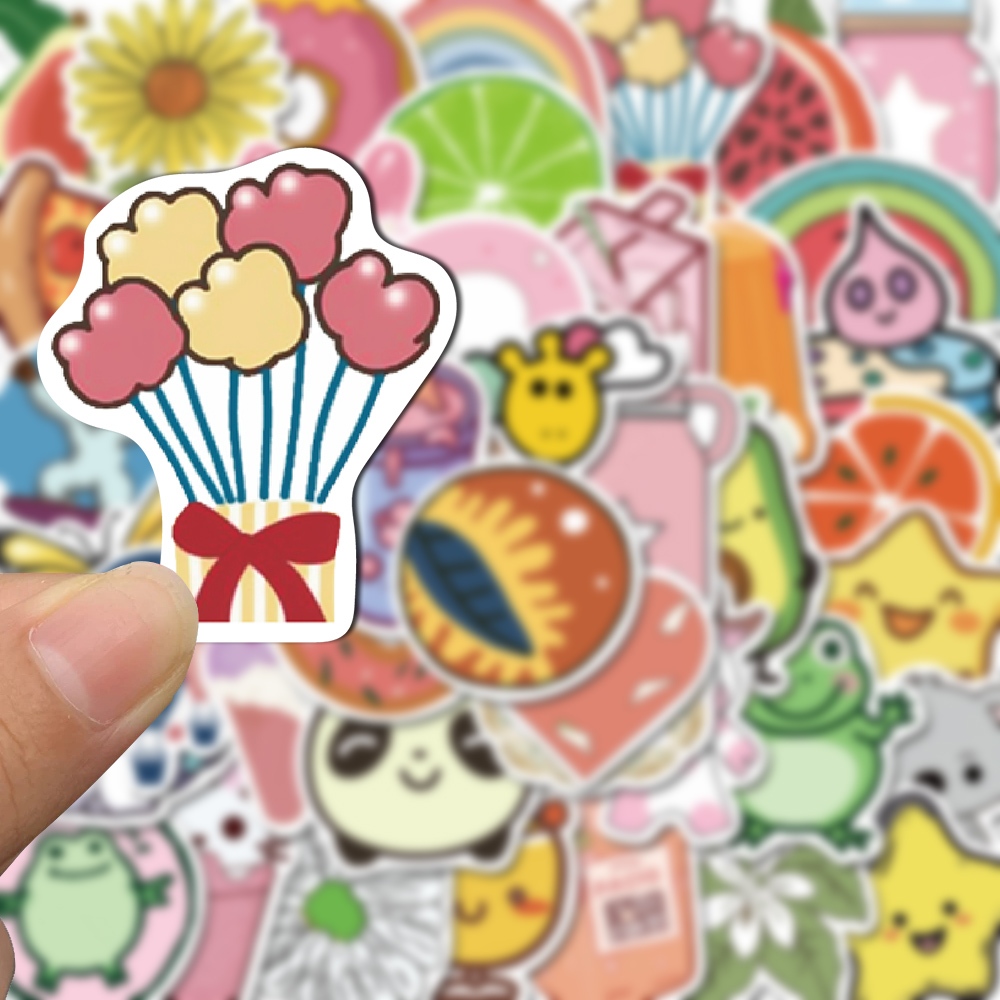 Bộ 50 Miếng Dán Hoạt Hình Dễ Thương Chống Thấm Nước Trang Trí Điện Thoại / Máy Tính Bảng