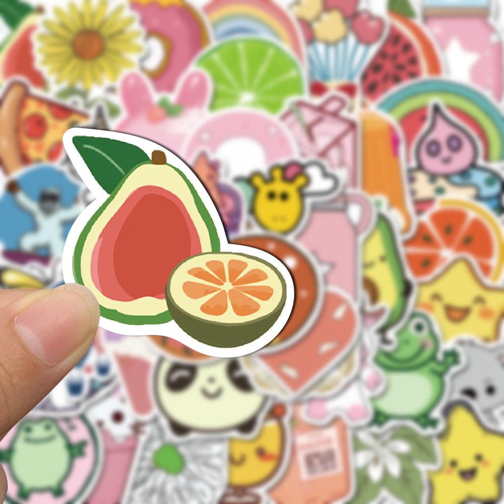 Bộ 50 Miếng Dán Hoạt Hình Dễ Thương Chống Thấm Nước Trang Trí Điện Thoại / Máy Tính Bảng
