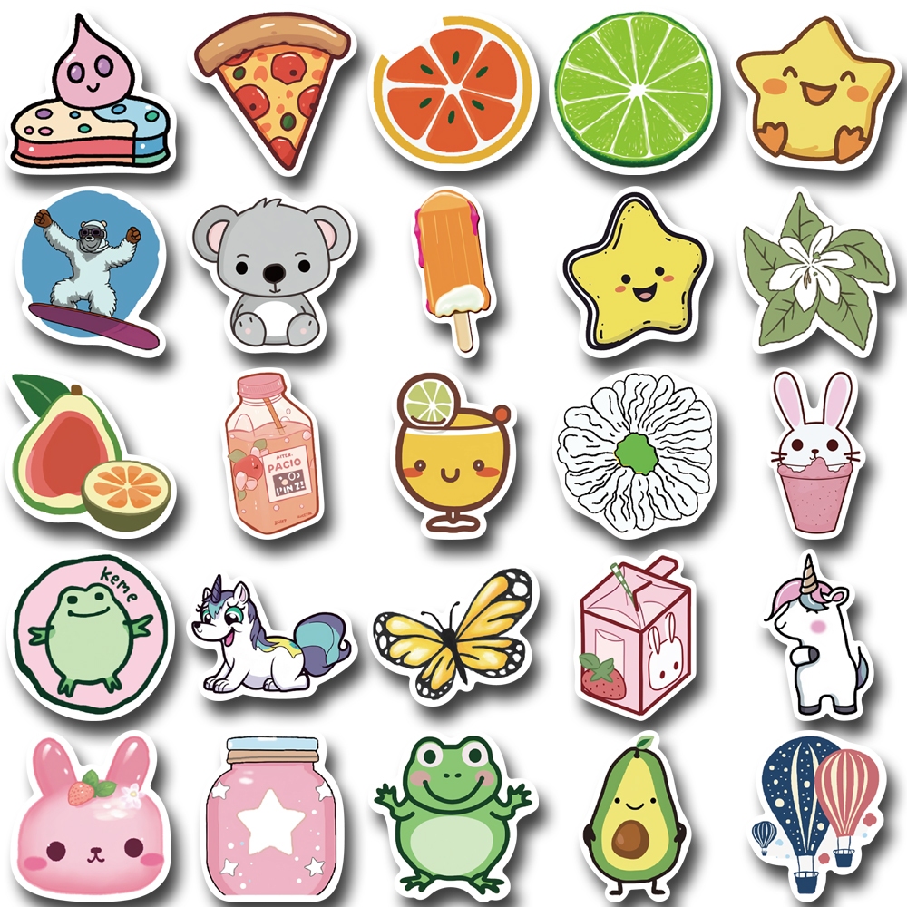 Bộ 50 Miếng Dán Hoạt Hình Dễ Thương Chống Thấm Nước Trang Trí Điện Thoại / Máy Tính Bảng