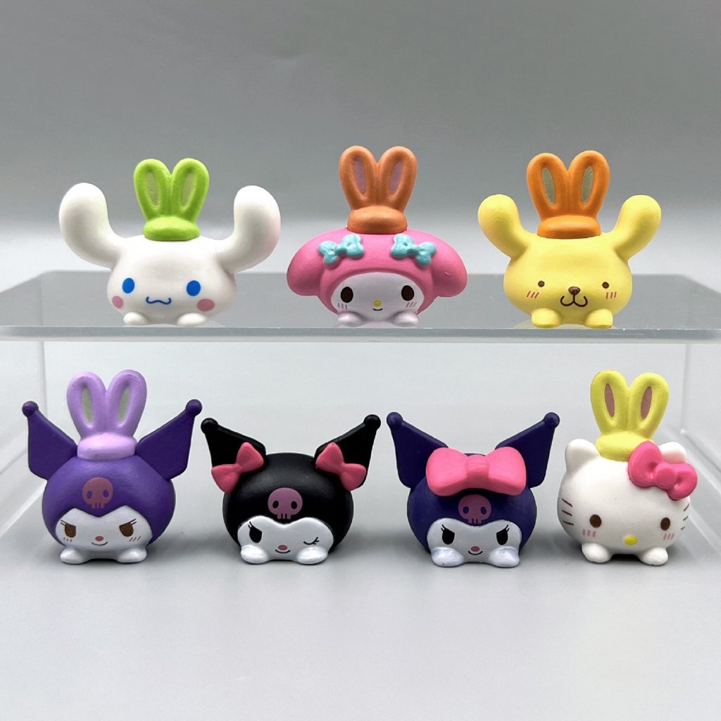 Set 7 Mô Hình Mô Phỏng Nhân Vật Phim Hoạt Hình sanrio hello kitty cinnamoroll my melody 3-4cm