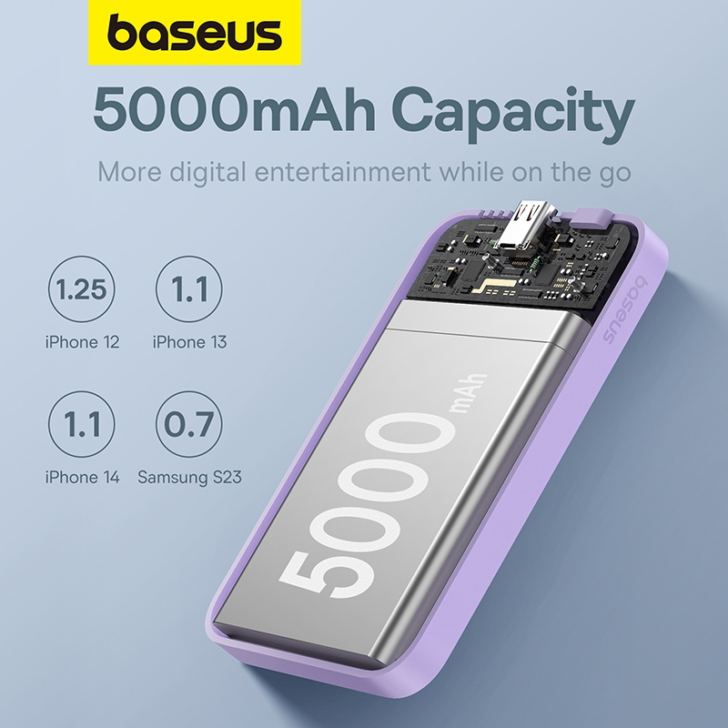 Baseus Sạc Dự Phòng 5000mah mini Không Dây Có Nam Châm Tự Động Bật Tắt Cho iphone 15 14 13 12 pro max