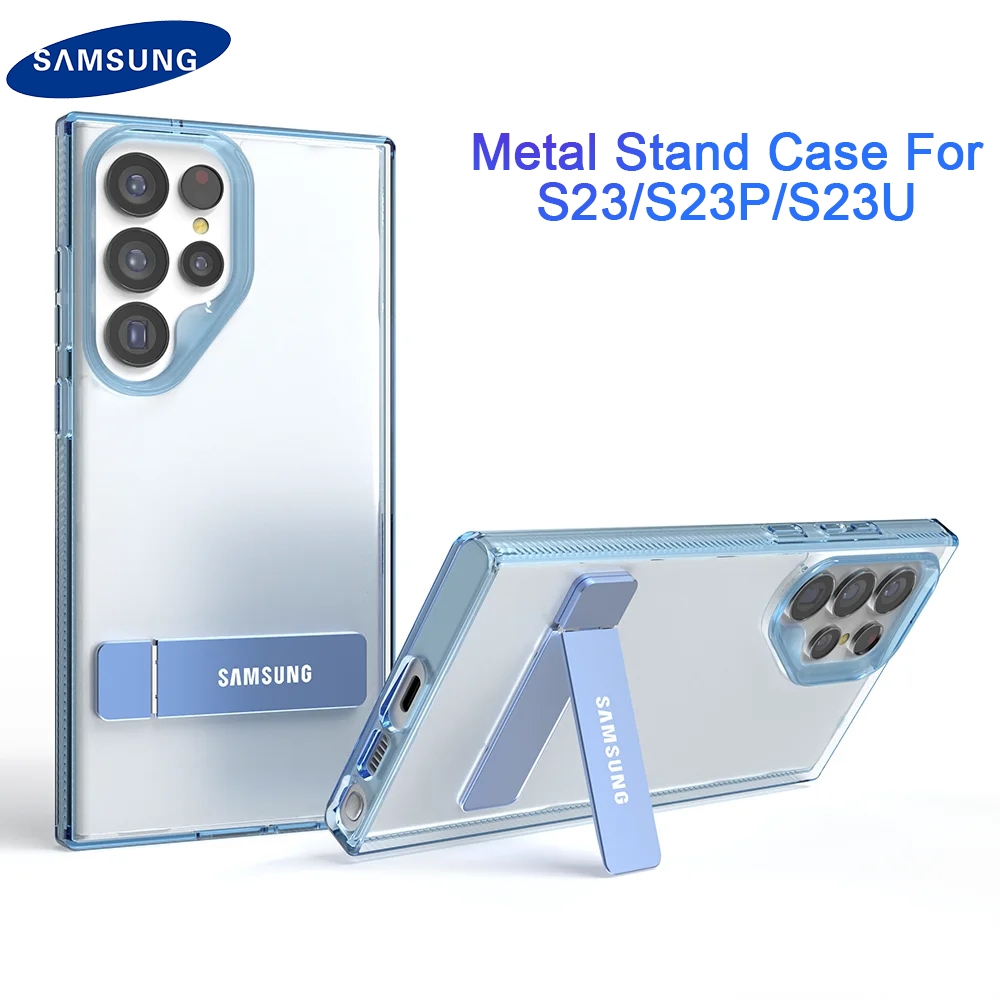 Ốp Điện Thoại Bằng Nhôm Trong Suốt Có Giá Đỡ Kim Loại Cho samsung galaxy s23 / 23 plus / s23 ultra