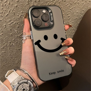 ốp iphone 11/12/13/14/15 Pro Max cute smile face Silver Matte mờ Case For ốp lưng iphone 11,12,13,14,15,11PM,12PM,13PM,14PM,15PM,X,XR,7/8+