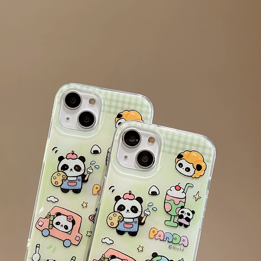 Dễ Thương Ốp Điện Thoại Hình Gấu Trúc Vui Nhộn Cho iphone 15 i11 12 13 14 pro max