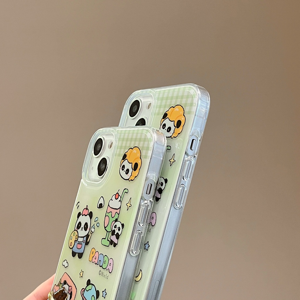 Dễ Thương Ốp Điện Thoại Hình Gấu Trúc Vui Nhộn Cho iphone 15 i11 12 13 14 pro max