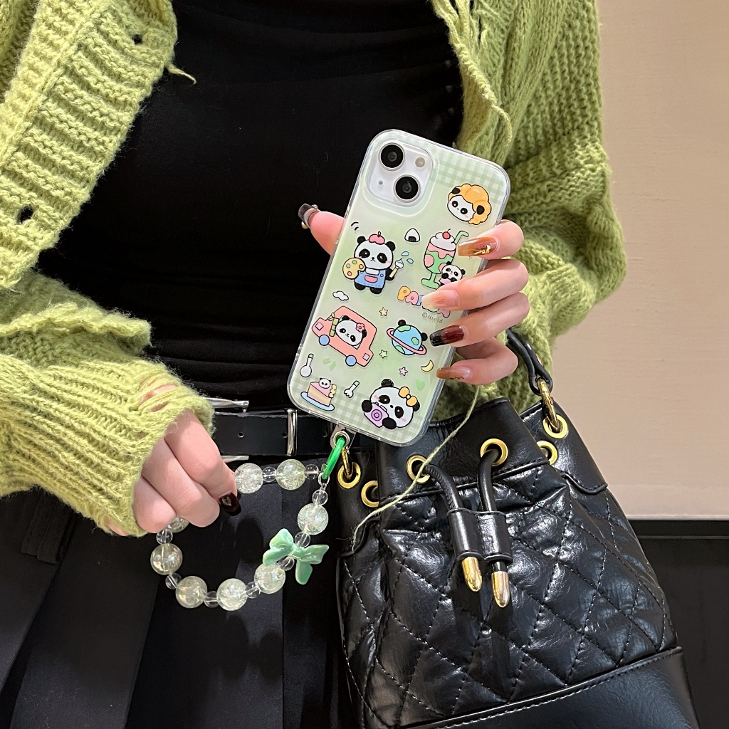 Dễ Thương Ốp Điện Thoại Hình Gấu Trúc Vui Nhộn Cho iphone 15 i11 12 13 14 pro max