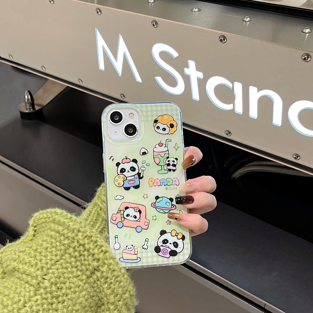 Dễ Thương Ốp Điện Thoại Hình Gấu Trúc Vui Nhộn Cho iphone 15 i11 12 13 14 pro max