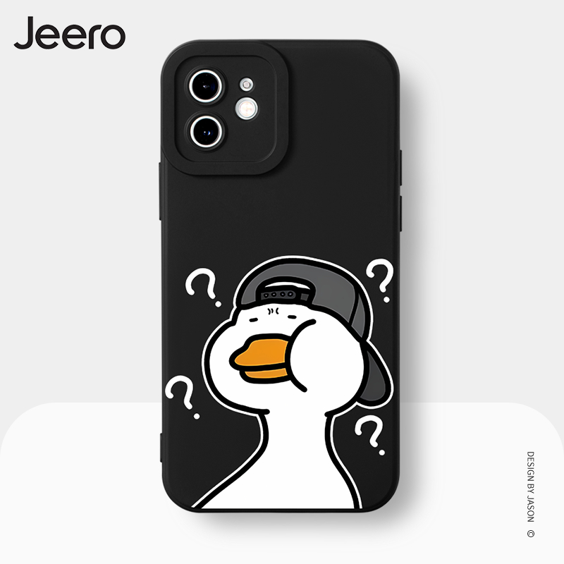 Ốp điện thoại JEERO đen hoạt hình cặp đôi dễ thương đẹp mềm Cho iPhone 15 14 13 12 11 Pro Max SE 2020 X XR XS 8 7 ip 6S 6 Plus kute XYY4297