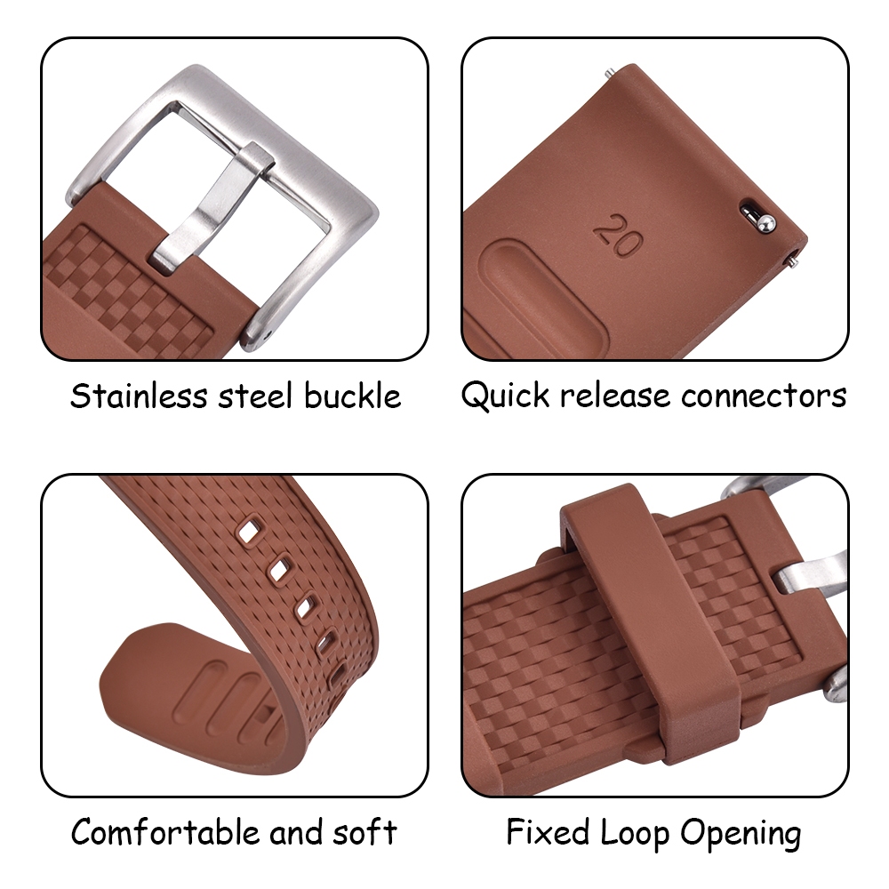 Dây Đeo Cao Su 18mm 20mm 22mm Tháo Gỡ Nhanh Cho Đồng Hồ Thông Minh