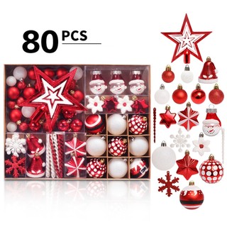 Set 80 bóng treo cây thông Noel Quả Châu Trang Trí Giáng Sinh / Đám Cưới diy