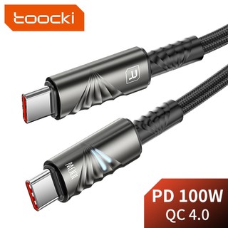 Dây cáp sạc nhanh toocki 100w usb c 5a cho điện thoại có đèn led