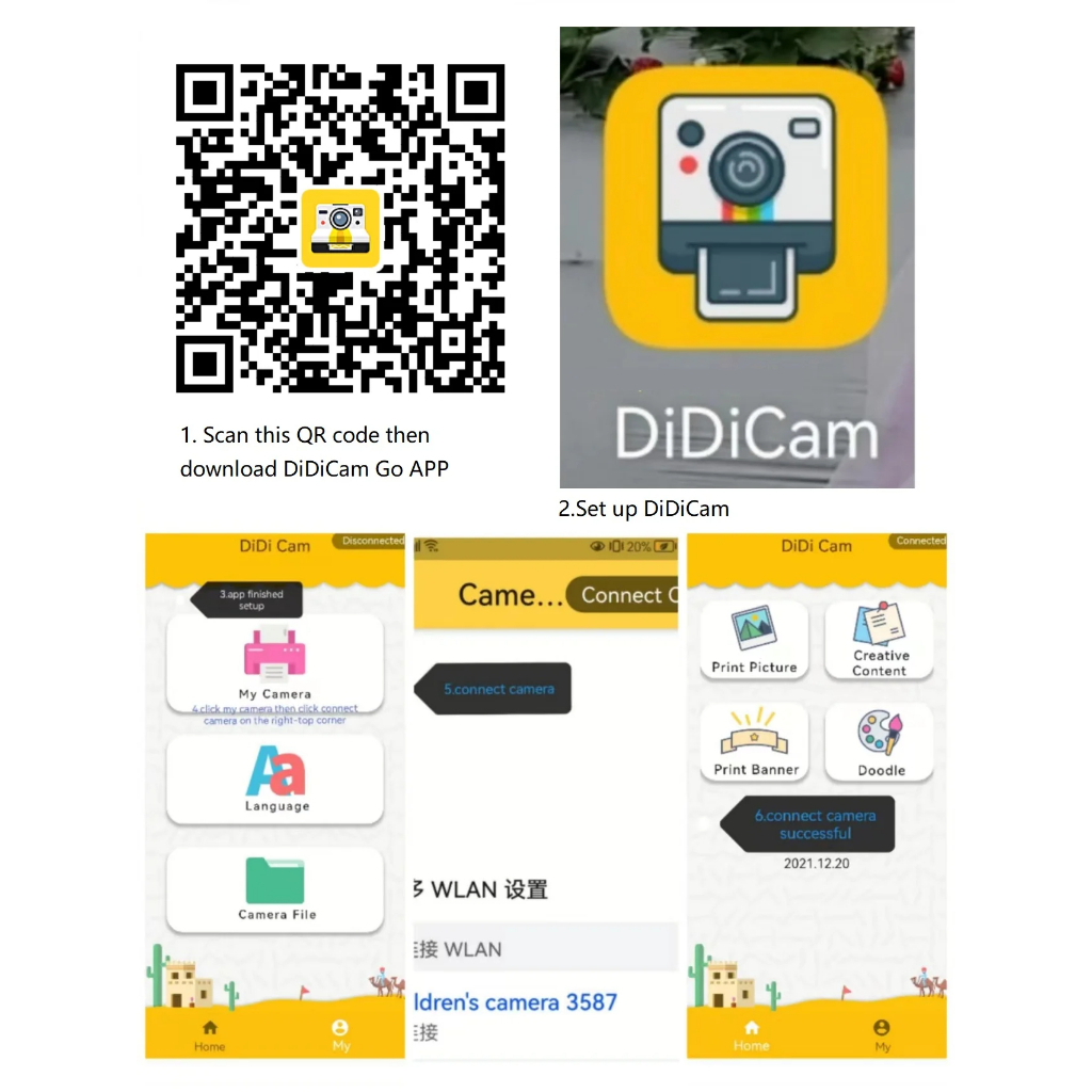 Máy Ảnh Kỹ Thuật Số 3.0 inch 1080p In Họa Tiết Xinh Xắn Độc Đáo Cho Bé