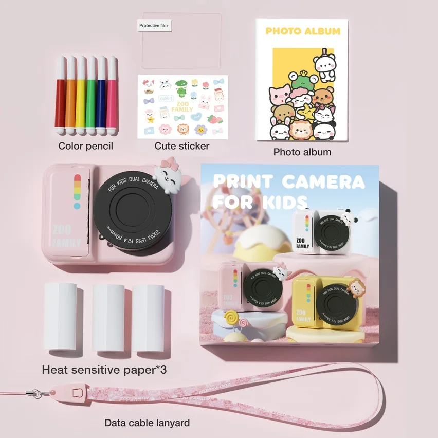 Máy Ảnh Kỹ Thuật Số 3.0 inch 1080p In Họa Tiết Xinh Xắn Độc Đáo Cho Bé