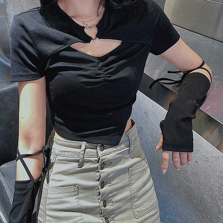 TODOBLACK Áo Thun crop top Tay Ngắn Dáng Ôm Thời Trang Mới Quyến Rũ Cho Nữ