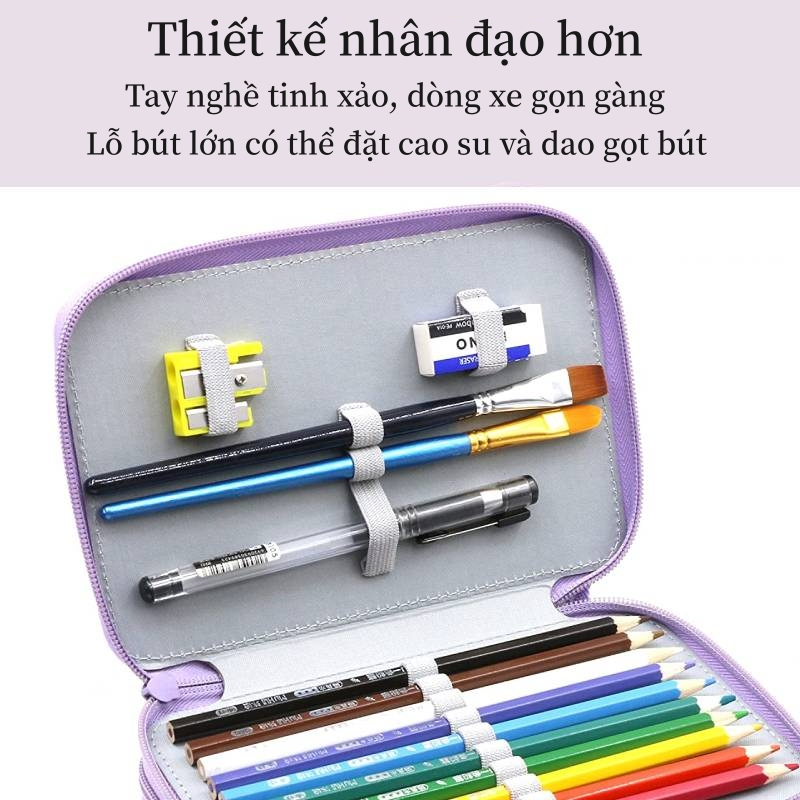Túi Đựng Bút Chì 72 52 32 Ngăn Sức Chứa Lớn Bằng Nylon Có Khóa Kéo Cho Học Sinh