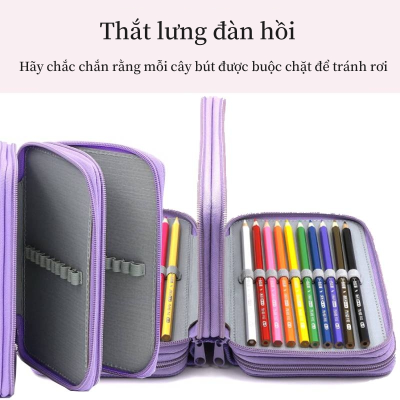 Túi Đựng Bút Chì 72 52 32 Ngăn Sức Chứa Lớn Bằng Nylon Có Khóa Kéo Cho Học Sinh