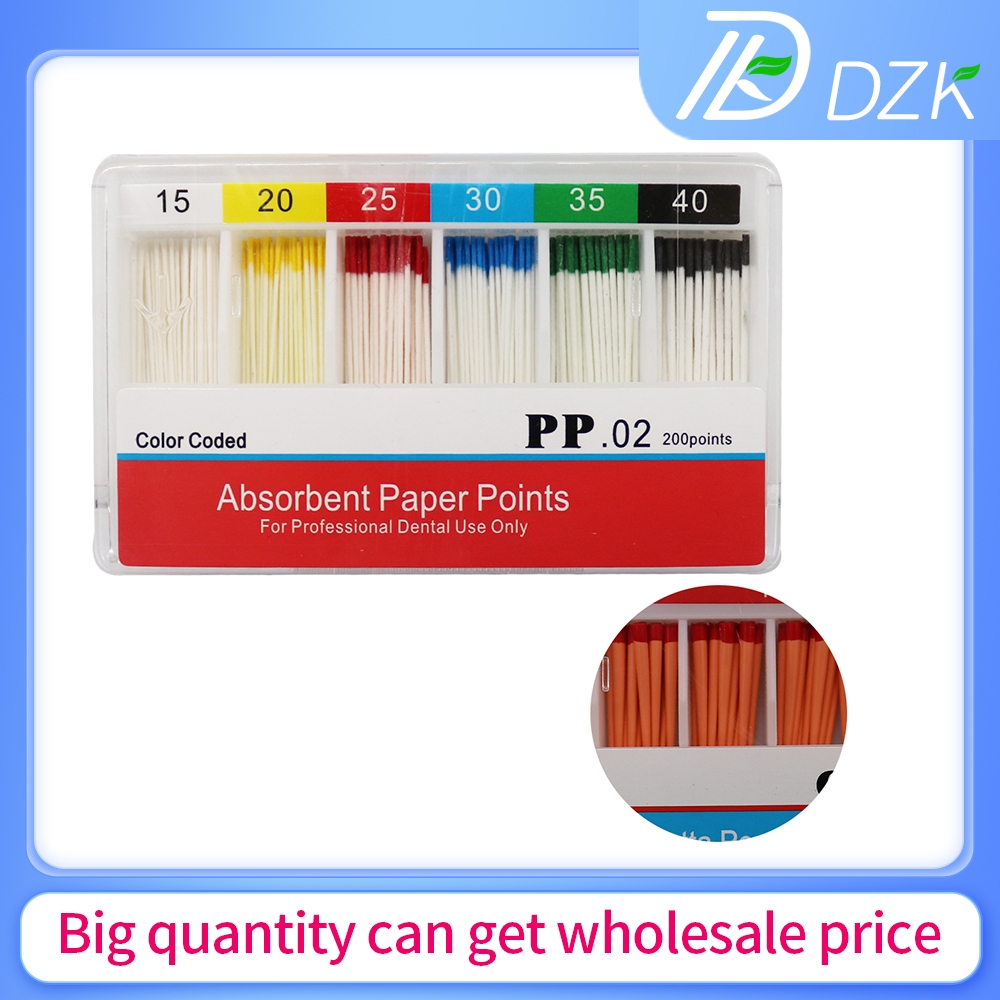 Bộ 200pcs Giấy Thấm Hút Nha Khoa Dental Absorbent Paper Points 0.02 Taper 15-40#