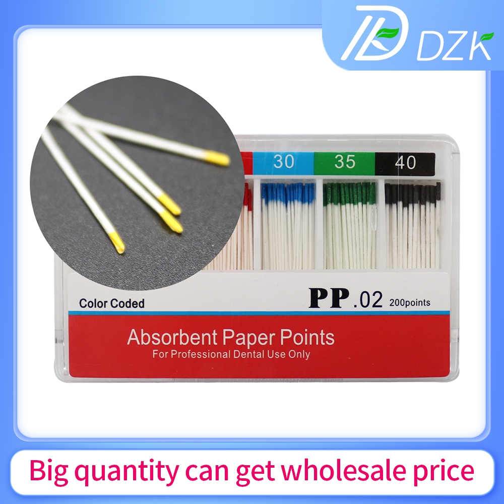 Bộ 200pcs Giấy Thấm Hút Nha Khoa Dental Absorbent Paper Points 0.02 Taper 15-40#
