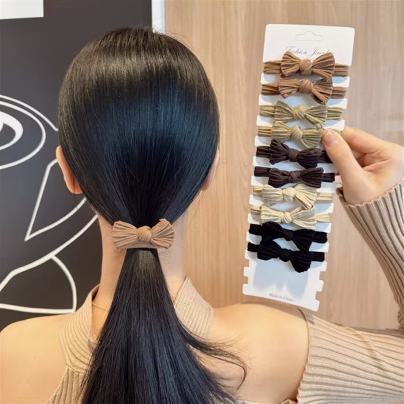 Dây Cột Tóc Cao Su Co Giãn Đính Nơ Thời Trang Thu Đông Cho Nữ