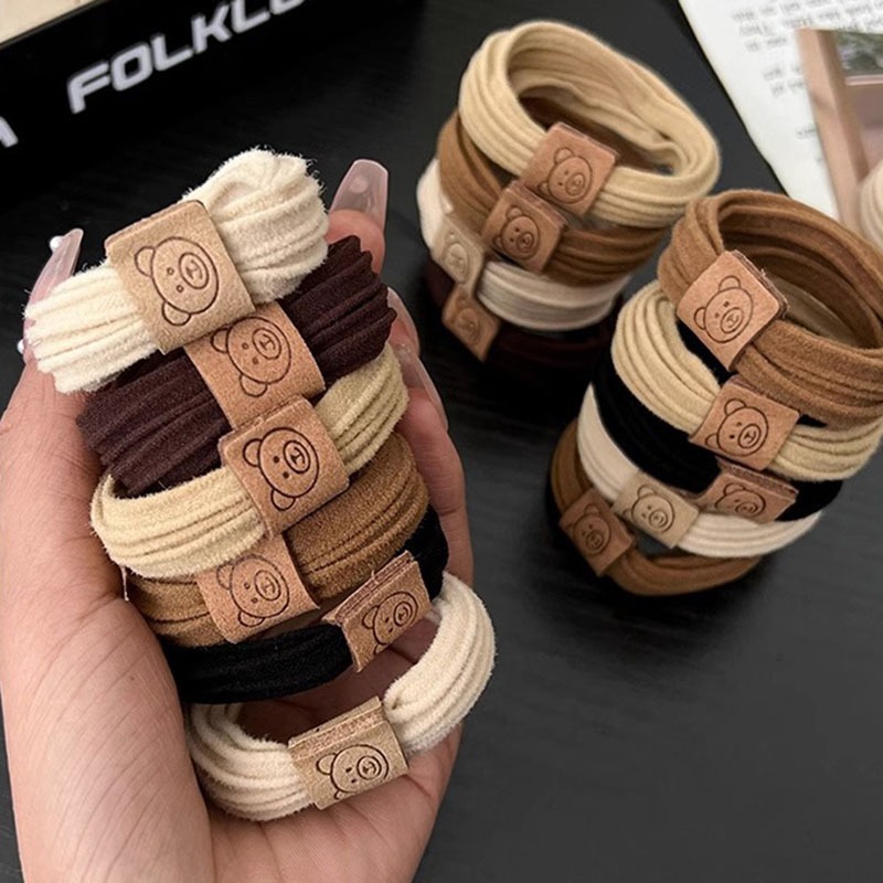 Dây Buộc Tóc Co Giãn Không Đường May Hình Gấu Phong Cách Hàn Quốc Cho Nữ