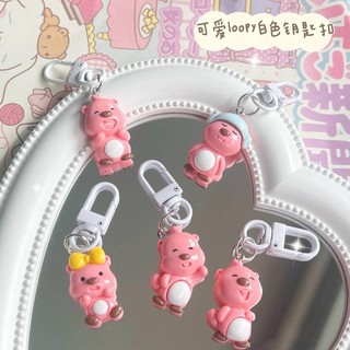 Beaver family Móc Khóa mini Màu Hồng Dễ Thương Dùng Để Trang Trí Balo Đi Học