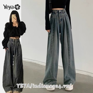 Quần jeans Nữ Dài Lưng Cao Ống Rộng Thời Trang Hàn