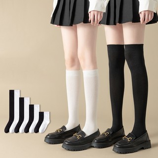 FHYL Vớ Dài Đến Đầu Gối Màu Trơn Bằng cotton Mềm Mại Phong Cách Nhật Bản Cho Nữ
