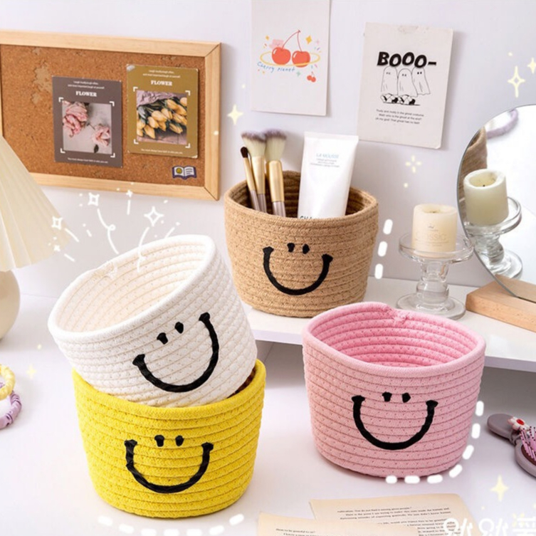 Onemore Giỏ đựng đồ bằng dây cotton dễ thương Treo tường mềm có thể gập lại nhỏ đan tay để sử dụng tại nhà