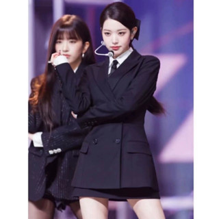 IVE Jang Won Young Set Áo Sơ Mi Tay Dài Kèm Cà Vạt + Chân Váy Ngắn Thời Trang Nữ Tính