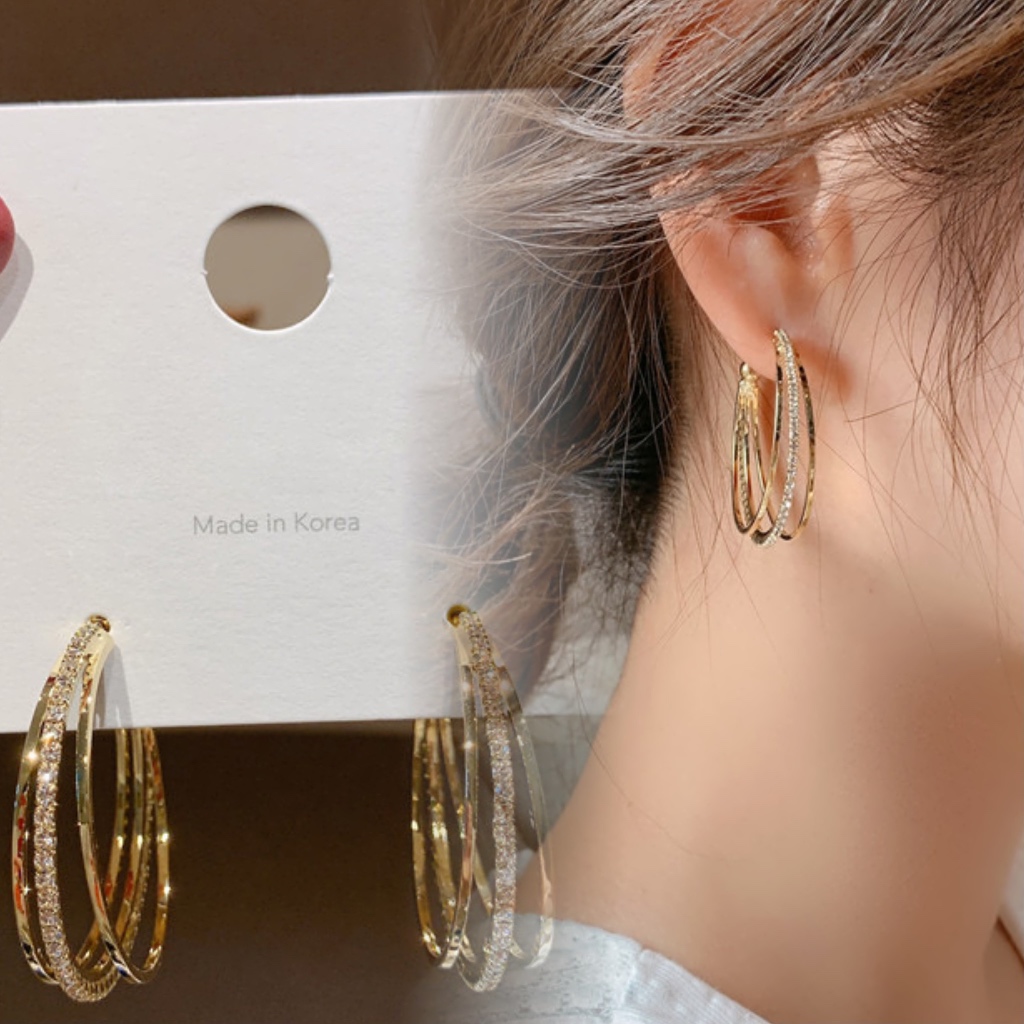 Khuyên Tai Chữ c Đính Đá zircon Nhân Tạo Chất Lượng Cao