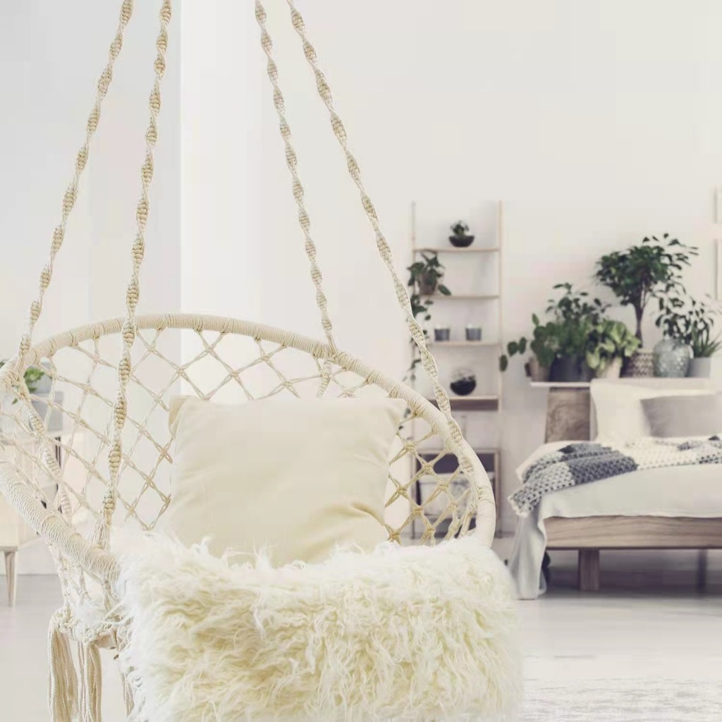 Ghế võng Macrame Swing treo lưới dệt kim cho Phòng khách Ban công Sân thượng - võng macrame võng treo SUNTREE