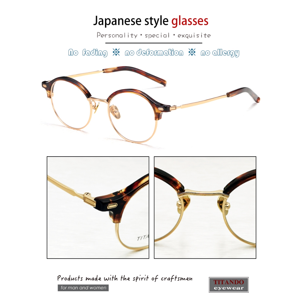 Kính Mắt Gọng Tròn Bằng Hợp Kim Titan Phong Cách retro Nhật Bản 999.9 m120