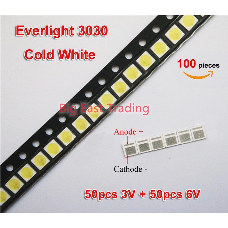 Everlight Dây Đèn led 3030 6v 3v 1w smd Ánh Sáng Trắng Dành Cho led lcd tv