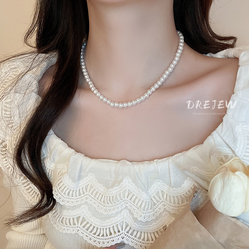 Drejew Vòng cổ Ngọc Trai Tròn Nhẹ Đơn Giản Thời Trang Sang Trọng Cá Tính Đa Năng Thời Trang Cao Cấp Không Gây Dị Ứng