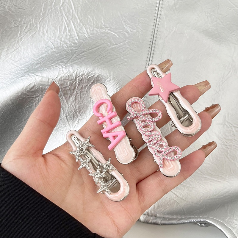 Kẹp Tóc Hình Nơ / Trái Tim Đính Đá Lấp Lánh Xinh Xắn Cho Nữ