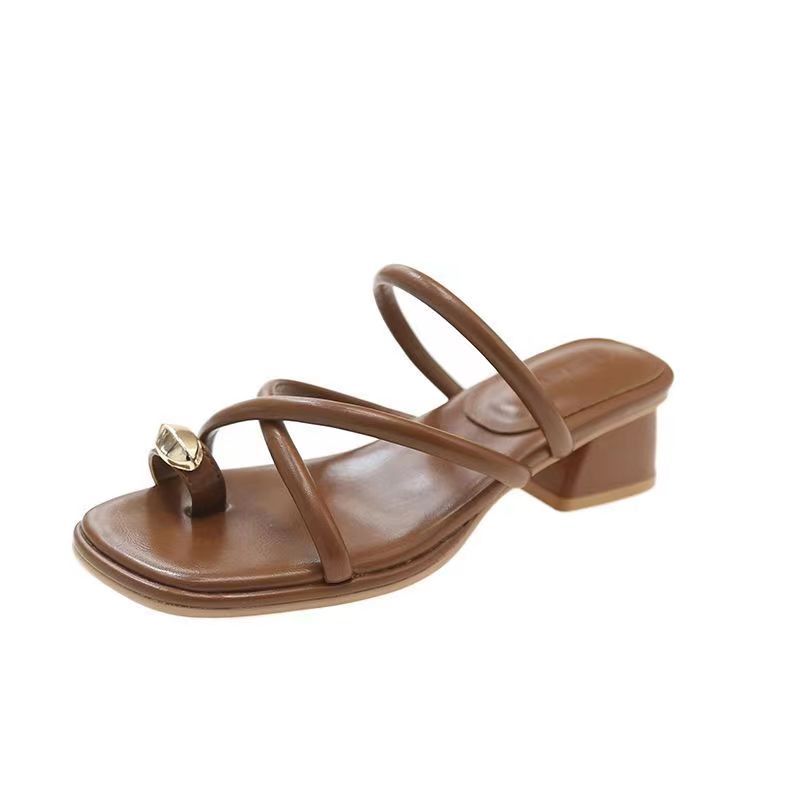 Dép nữ đế cao Dép xăng đan cao gót gót thô thời trang nữ