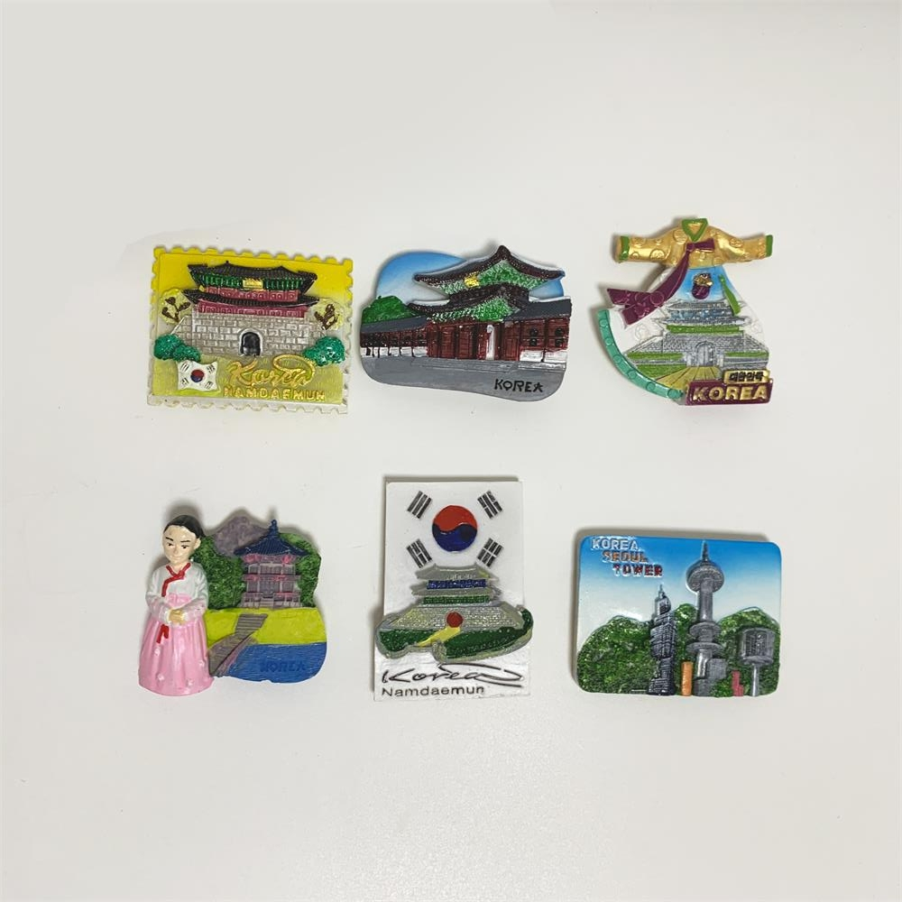 Nam Châm Dán Tủ Lạnh Họa Tiết Vẽ Tay Phong Cách Hàn Quốc seoul jeju island tourism souvenirs