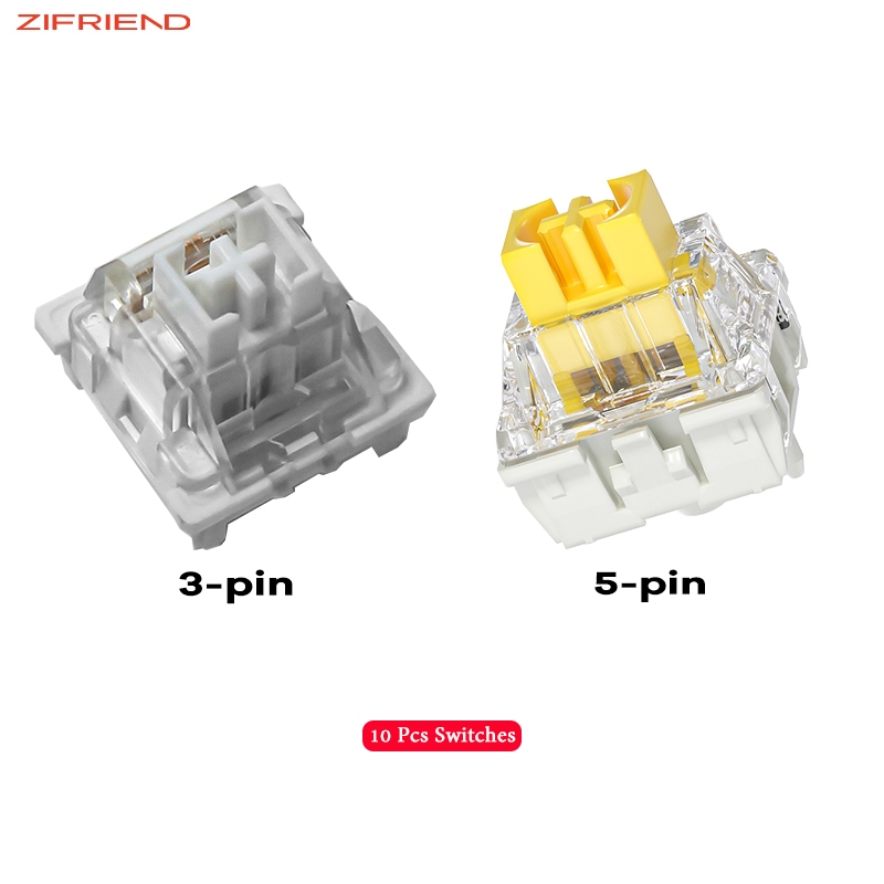 ZIFRIEND 10 Cái/hộp Bàn Phím Công Tắc Màu Vàng/Trắng Công Tắc Tuyến Tính 3 Pin 5 Pin