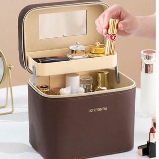 Túi Đựng Mỹ Phẩm Hai Lớp Kèm Gương Sang Trọng