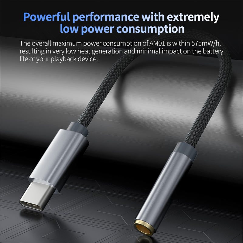 KZ AM01 Type-C to 3.5mm Audio Adapter 32bit/384kHz Hi-Fi DAC + IC Amplifier Dual Chip Earphone Audio Cable