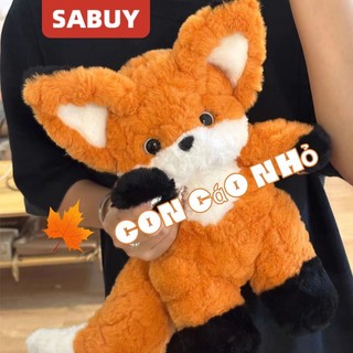 Cáo nhỏ dễ thương với búp bê ngủ đồ chơi nhồi bông pp đuôi lớn