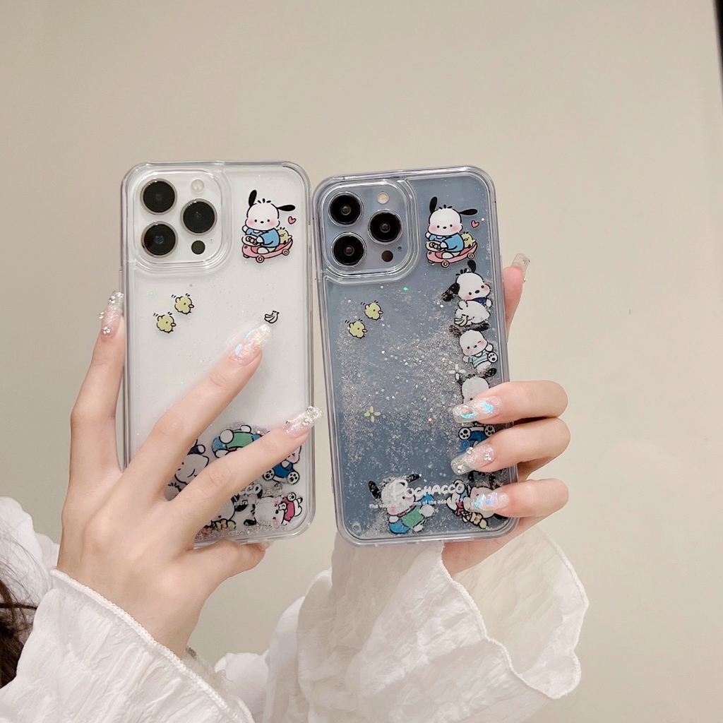 Trong Suốt Ốp Điện Thoại Họa Tiết Chó pacha Lấp Lánh Dành Cho iphone 15 14 13 11 12 pro max xr x
