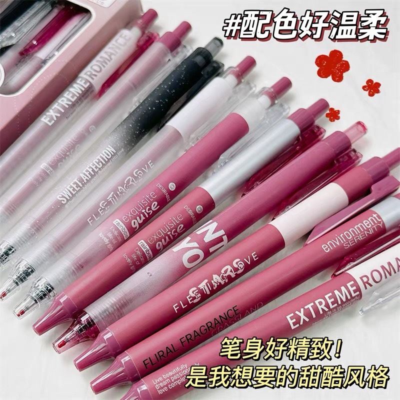 5pcs Bút Mực Đen Họa Tiết Trái Tim Phong Cách vintage