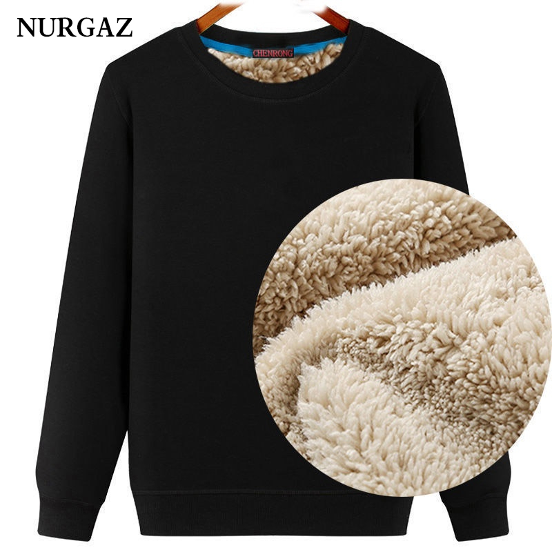 Áo sweater NURGAZ nhung lông cừu dày dặn cổ tròn thời trang cho nam giới