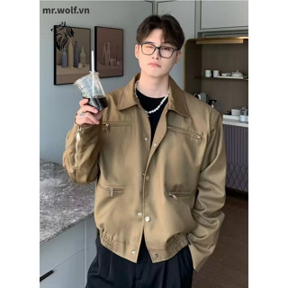 Áo khoác nam Cấp Áo Khoác Bomber Jacket Kaki Áo Bomber Nam Nữ Đen Sành Điệu Thời Trang Trẻ Trung Phong Cách Phong Cách Đường Phố Hàn Quốc New