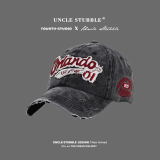 Mũ lưỡi trai phối rách kiểu hip hop Mỹ cá tính Y2K